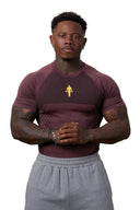 4286 - Gold's Iron Legacy Compression Tees Burgundy