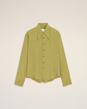Green Blended Silk Sharp Collar Adjusted Shirt - Unmatched Kicks - Ami Paris