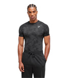 Gymshark Geo Seamless T-Shirt - Black/Charcoal Grey - Unmatched Kicks - GYMSHARK