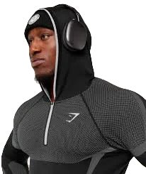 Gymshark Onyx 5.0 Seamless Hoodie - Black/ Light Grey - Unmatched