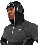 Gymshark Onyx 5.0 Seamless Hoodie - Black/ Light Grey - Unmatched Kicks - GYMSHARK