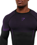 Gymshark Onyx 5.0 Seamless Long Sleeve T-Shirt - Black/Athletic Purple - Unmatched Kicks - GYMSHARK