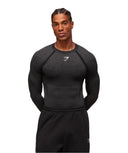 Gymshark Shadow Seamless Long Sleeve T-Shirt - Black - Unmatched Kicks - GYMSHARK