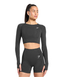 Gymshark Vital Seamless 2.0 Crop Top - Black Marl - Unmatched Kicks - GYMSHARK