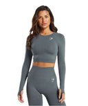 Gymshark Vital Seamless Crop Top - Strong Grey/ Marl - Unmatched Kicks - GYMSHARK
