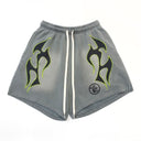 Hellstar Future Flame Shorts Grey/Green - Unmatched Kicks - Hellstar