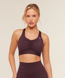 High Support Ruched Sports Bra Cherry Purpl - Unmatched Kicks - GYMSHARK