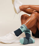 Hybrid Training Grip Socks Single Black/Pop Turquoise - Unmatched Kicks - GYMSHARK
