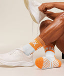 Hybrid Training Grip Socks Single White/Dayglow Peach - Unmatched Kicks - GYMSHARK