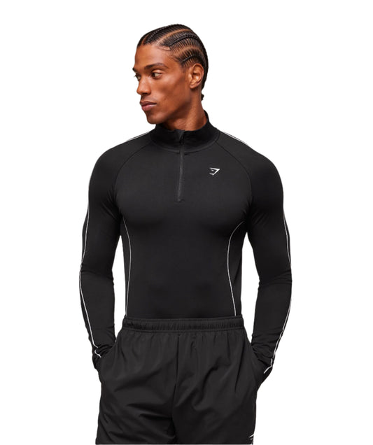 Gymshark Clean Contour Seamless 1/4 Zip - Black/White