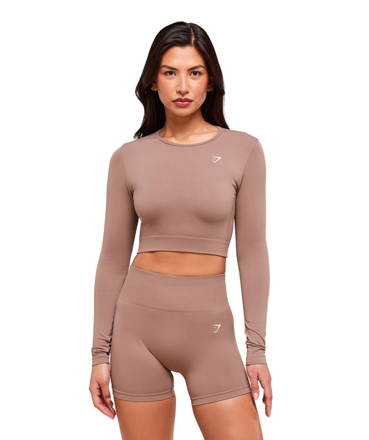 Everyday Seamless Long Sleeve Crop Top Chestnut Pink