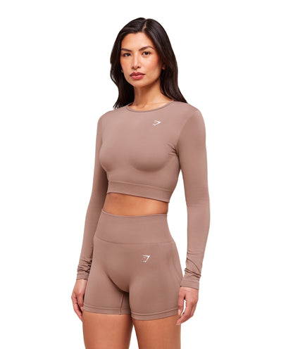 Everyday Seamless Long Sleeve Crop Top Chestnut Pink