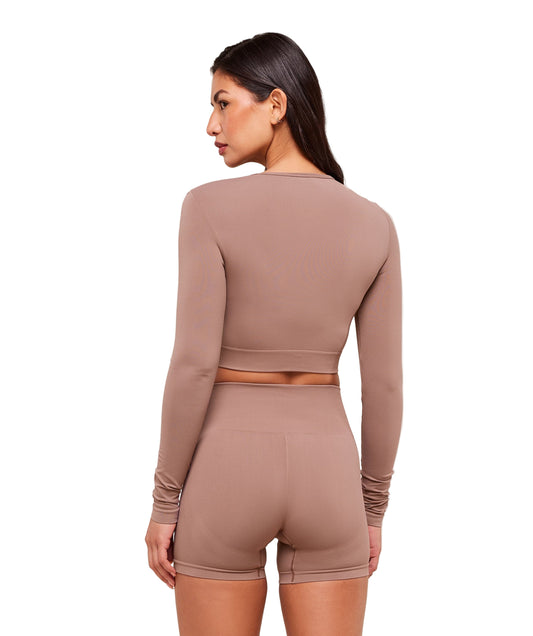 Everyday Seamless Long Sleeve Crop Top Chestnut Pink