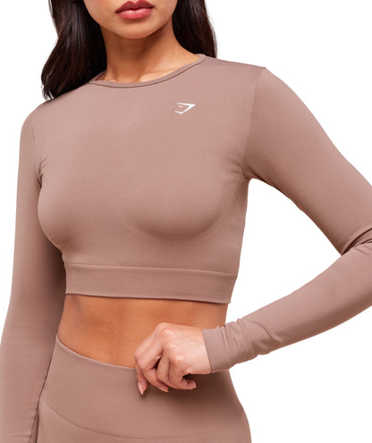 Everyday Seamless Long Sleeve Crop Top Chestnut Pink