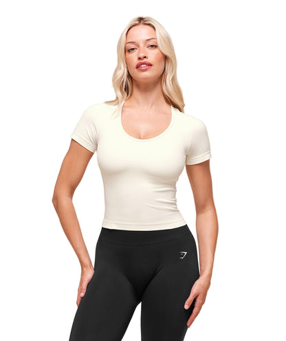 Everyday Seamless Tight Fit Crew Neck Tee Soft White