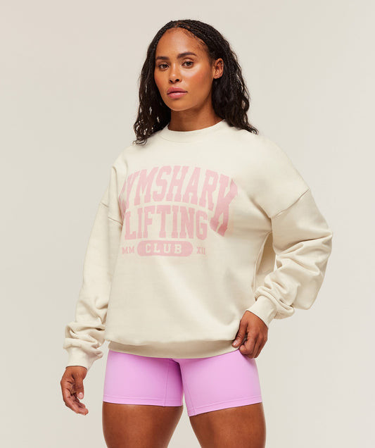 Lifting Club Graphic Oversized Crew Neck oversized fit Oat White