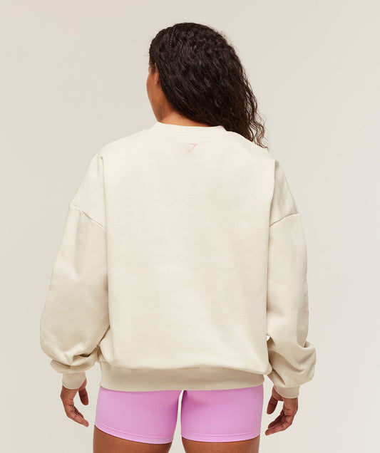 Lifting Club Graphic Oversized Crew Neck oversized fit Oat White