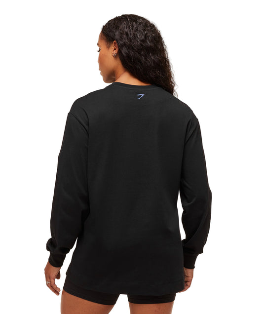 Lifting Club Graphic Oversized Long Sleeve T-Shirt Black