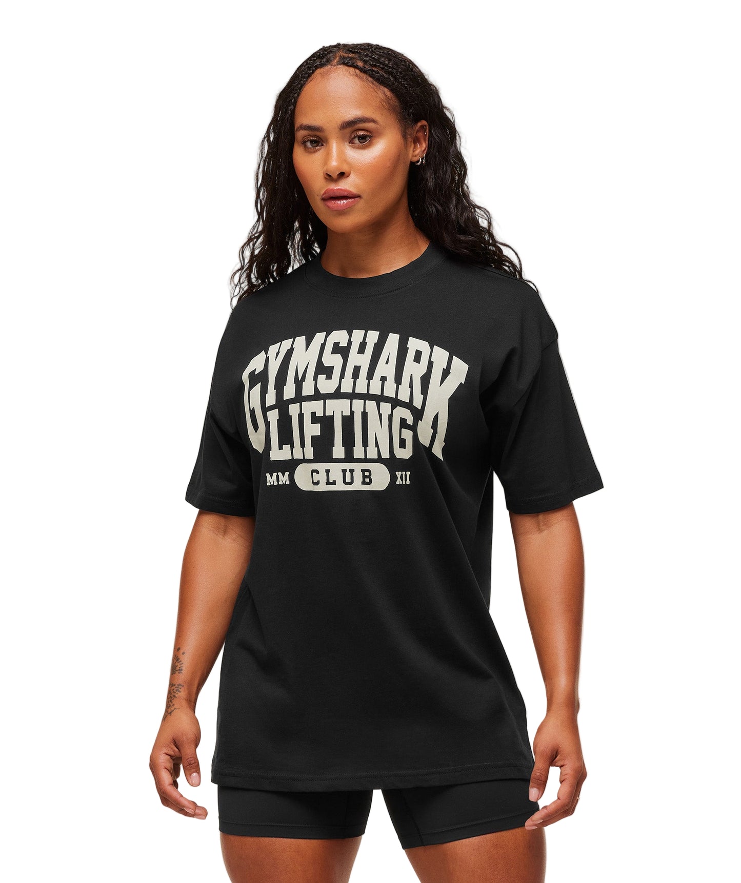 Lifting Club Graphic Oversized T-Shirt oversized fit Black/Soft White
