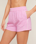 Gingham Shorts oversized fit Focus Pink/Soft White