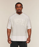 Collective Mesh Wordmark Jersey oversized fit Tinted White/Soft White/Pebble Grey