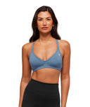 Cotton Racerback Sports Bra light support Worn Blue