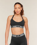 Light Support Halter Neck Logo Sports Bra light support Black