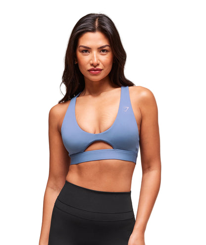 Peek A Boo Sports Bra light support Worn Blue