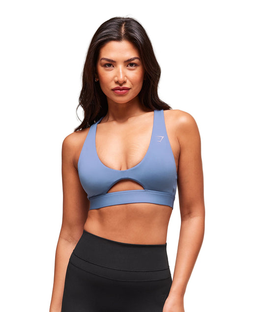 Peek A Boo Sports Bra light support Worn Blue