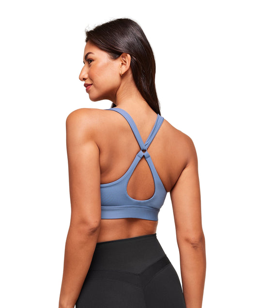 Peek A Boo Sports Bra light support Worn Blue