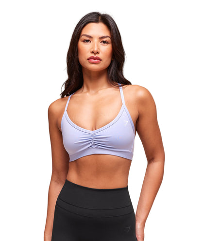 Ruched Strappy Sports Bra light support Peri Blue