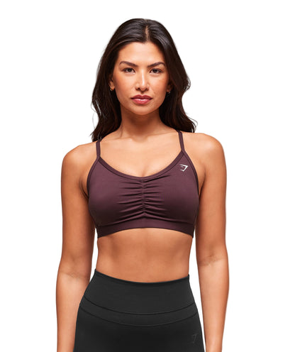 Ruched Sports Bra medium support Cherry Purple