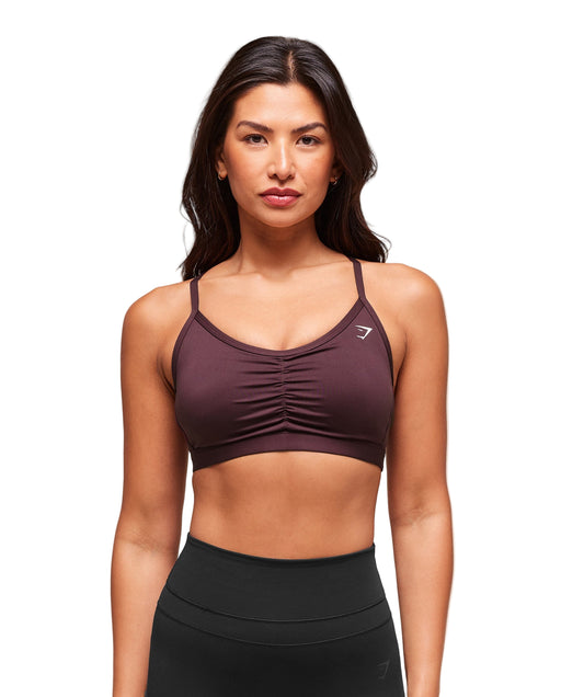 Ruched Sports Bra medium support Cherry Purple