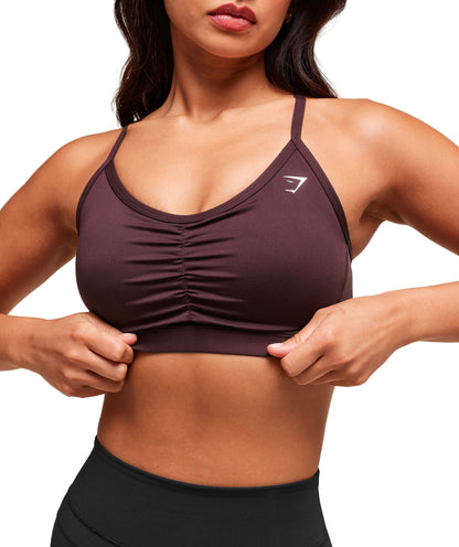 Ruched Sports Bra medium support Cherry Purple