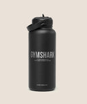 Metal Insulated Straw Bottle 1L Black