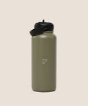 Metal Insulated Straw Bottle 1L GS Grounded Green