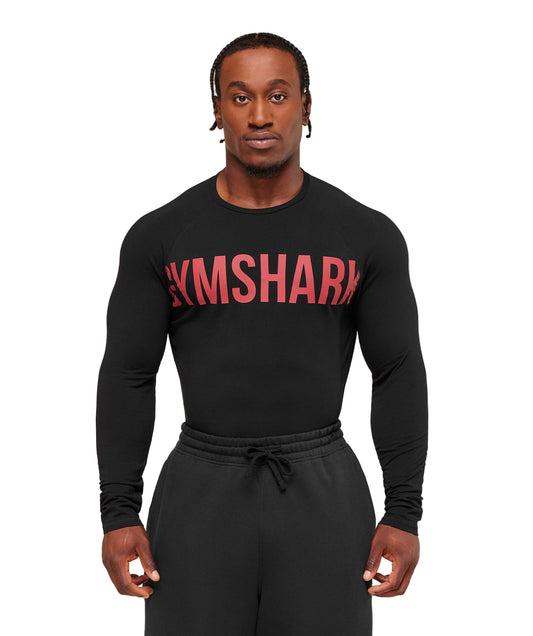 Gymshark Prime Long Sleeve T-Shirt - Black/Vivid Red