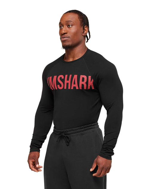 Gymshark Prime Long Sleeve T-Shirt - Black/Vivid Red
