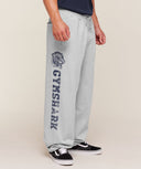 Retro Collegiate Graphic Wide Leg Pants oversized fit Bros Soft Grey Marl