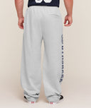Retro Collegiate Graphic Wide Leg Pants oversized fit Bros Soft Grey Marl