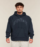 Retro Collegiate Graphic Hoodie oversized fit Heavy Blue