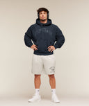 Retro Collegiate Graphic Hoodie oversized fit Heavy Blue
