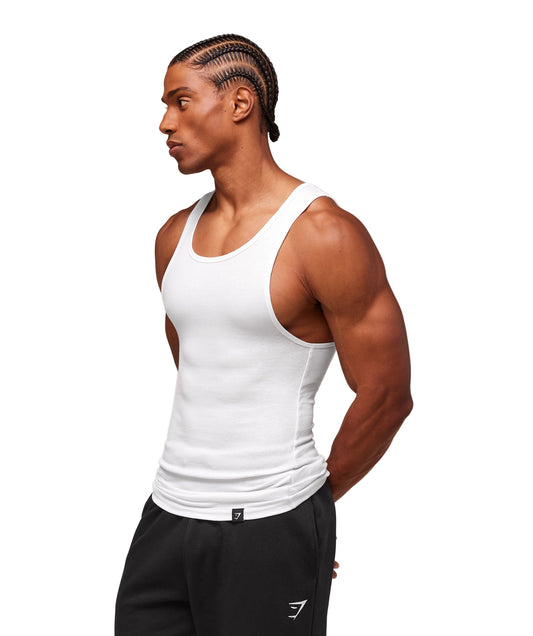 Gymshark Ribbed Tank 1PK - White