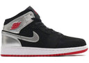 Jordan 1 Mid Black Red Silver Gs - Unmatched Kicks - Sneakers