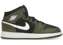 Jordan 1 Mid Black White Olive Gs - Unmatched Kicks - Sneakers