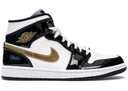 Jordan 1 Mid Patent Black White Gold - Unmatched Kicks - Sneakers
