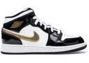Jordan 1 Mid Patent Black White Gold Gs - Unmatched Kicks - Sneakers