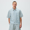 Kith Spun Silk Linen Stripe Paxton Buttondown - Light Indigo - Unmatched Kicks-KITH