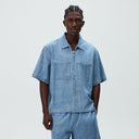 Kith Textured Indigo Paxton Zip Front Shirt - Light Indigo - Unmatched Kicks-KITH