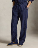 Lateef Relaxed Fit Striped Linen Pant Navy White - Unmatched Kicks - ralph lauren